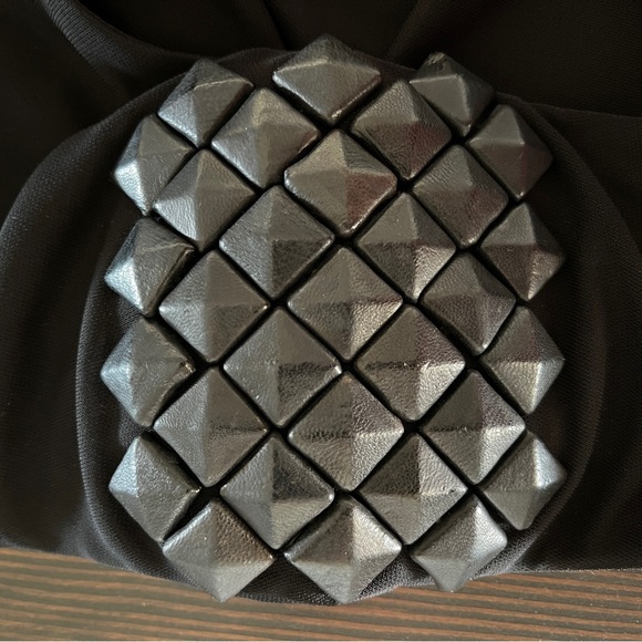 Elizabeth and James Black Leather Studded Shoulder Moto Bladerunner Look - Picture 7 of 9